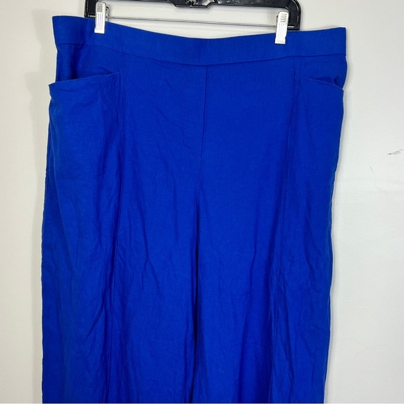 Penningtons Linen Blend Royal Blue Wide-leg Crop Pants Women Plus Size 20 - Picture 11 of 13